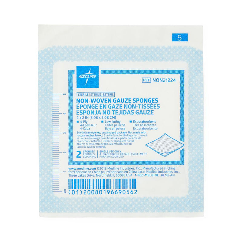 Medline Sterile Non-Woven Gauze Sponge, 4ply
