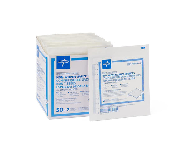 Sterile Non-Woven Gauze Sponge, 4-Ply, 4" x 4"